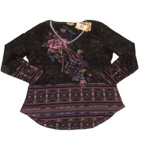 Live & Let Live Womens Dancing Skeletons Blouse Size XXL